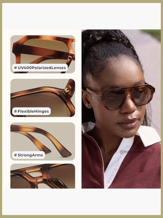 Polarized Square Aviator Sunglasses with Polycarbonate Frame main image 4